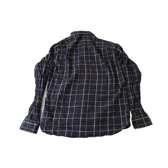 Theory Mens XS Charcoal Gray White Windowpane Check Button Down Shirt - Picture 2 of 5